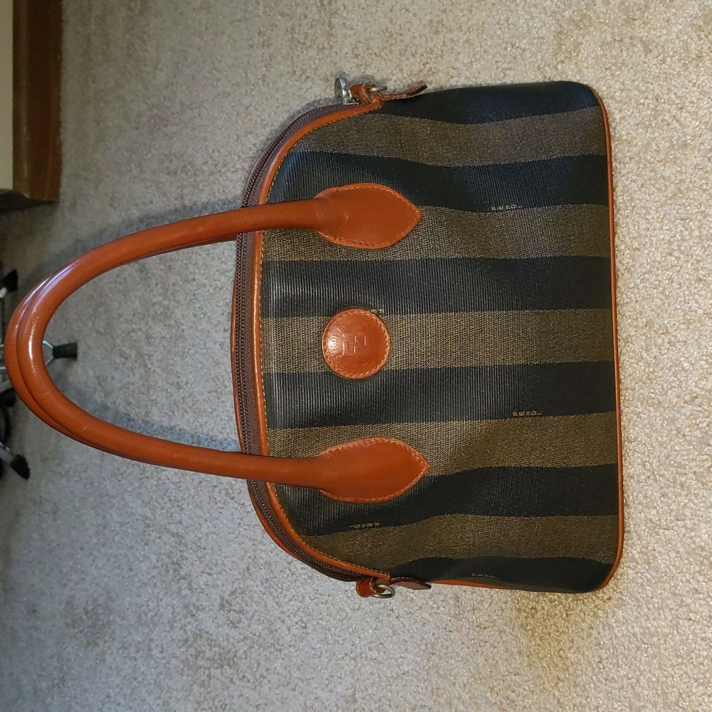Fending vintage pequin coated canvas crossbody bag